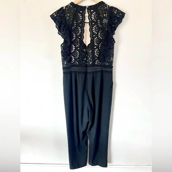 Sea New York Winnie Short Sleeve Black Lace & Wool Jumpsuit Size 10‎ - Picture 9 of 14